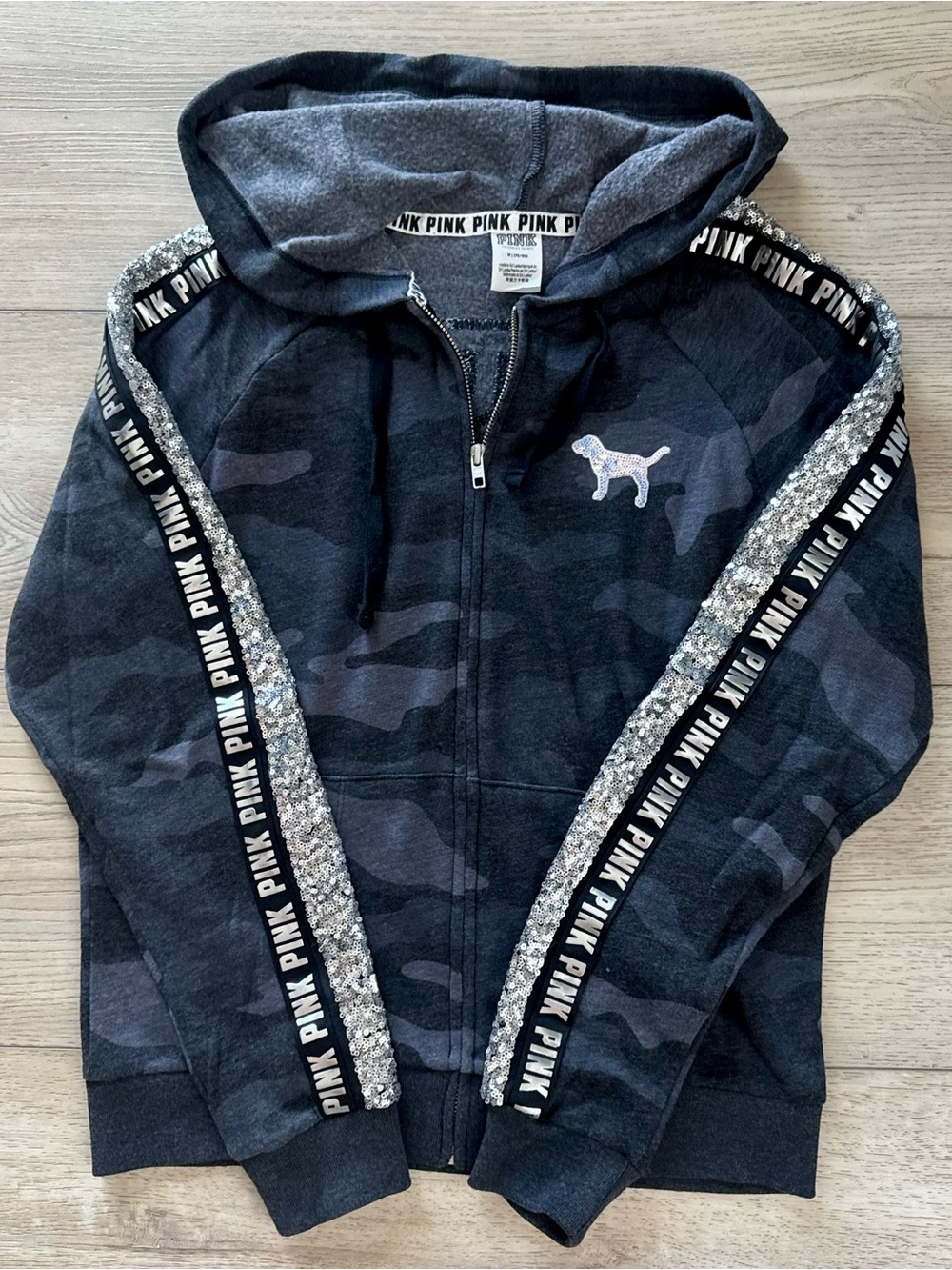 VS Victorias Secret Pink Camo Bling Zip Jacket Medium - Picture 3 of 12